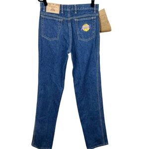 Vintage Lakers NWT Braxton Jeans Sz 34 x 36 Blue Straight Leg Embroidered NBA